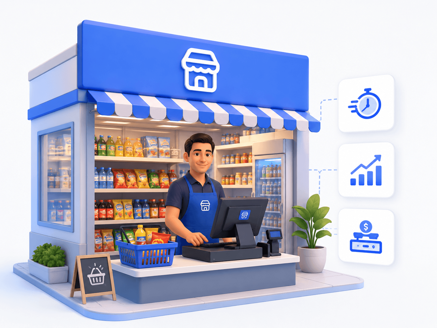 Tienda de barrio moderna usando Manus POS